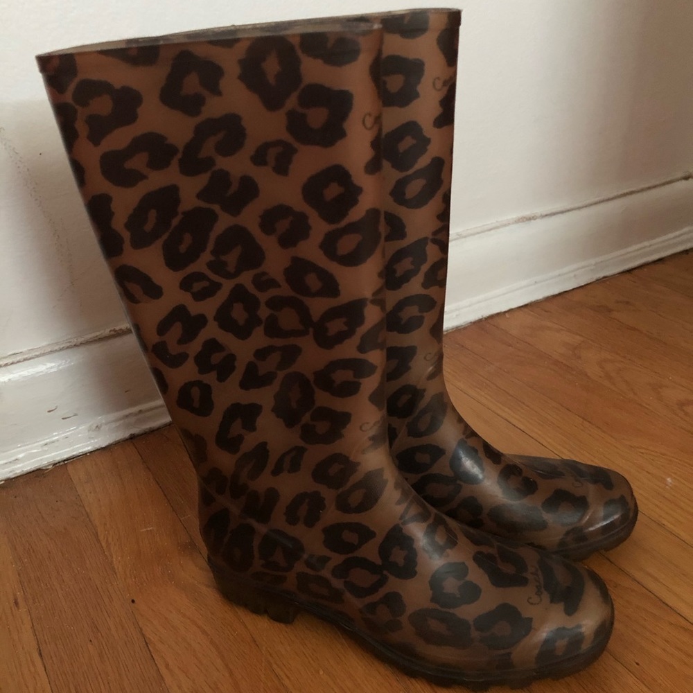 Coach Cheetah Print Rain Boots